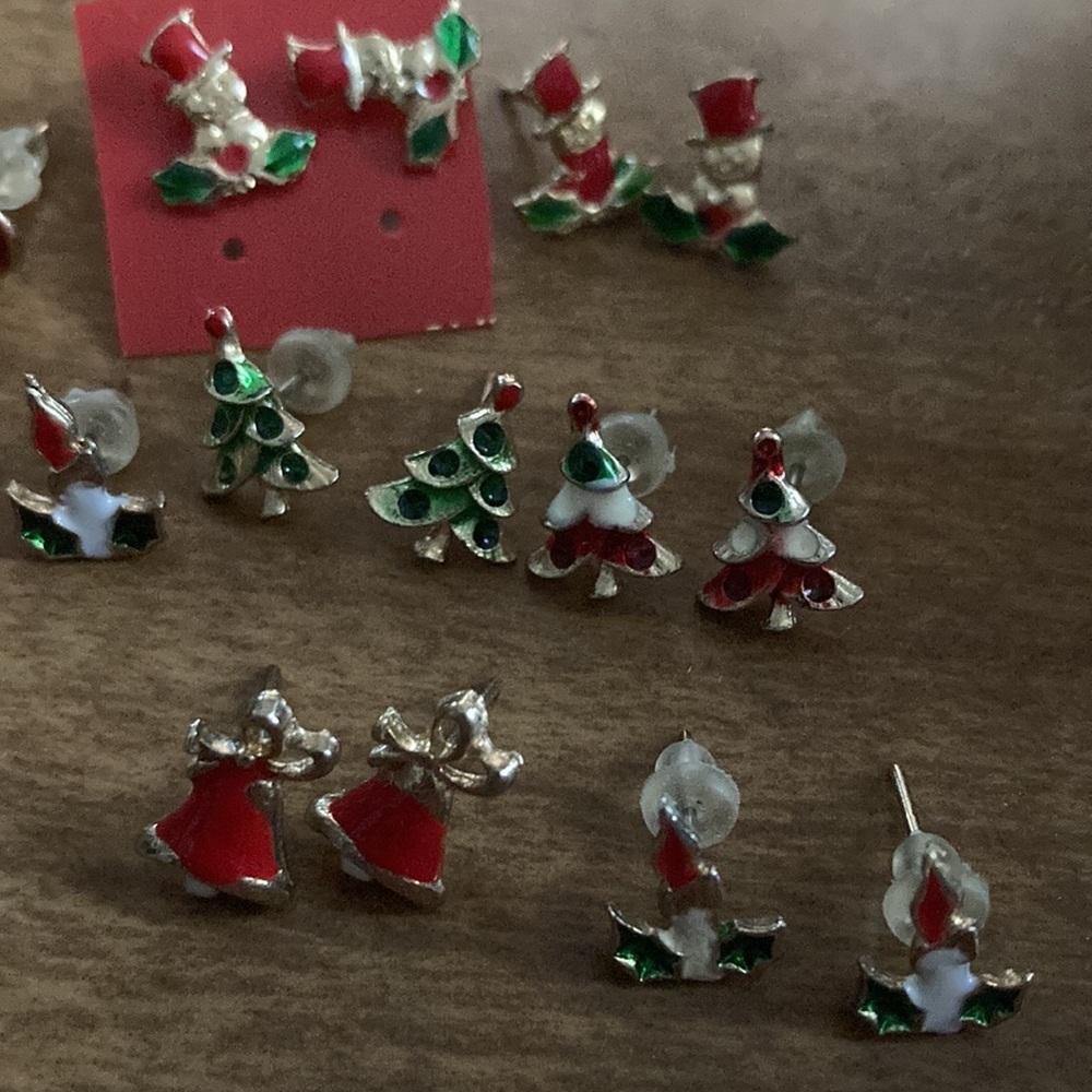 Christmas earrings Santa , snowman, candles, Christmas trees, bells